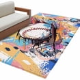 thumbnail image 2 of 2.7x5 Area Rugs, Baseball Sports, Non-Skid Rubber Backing Large Rectangle Rugs - Living Room Bedroom Home Office, Minimalist Geometric Smear Art Indoor Floor Mat Carpets Washable Rug, 2 of 9