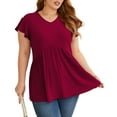 thumbnail image 2 of Cueply Plus Size Summer Tops for Women Short Sleeve V Neck Casual Blouse Shirts Tunic Tops, 2 of 5