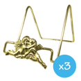 thumbnail image 3 of Banberry Designs Cherub Decor - Soporte Para Platos - Juego De 3 - Caballete De Latón - Accesorio De Decoración - 3" H, 3 of 5