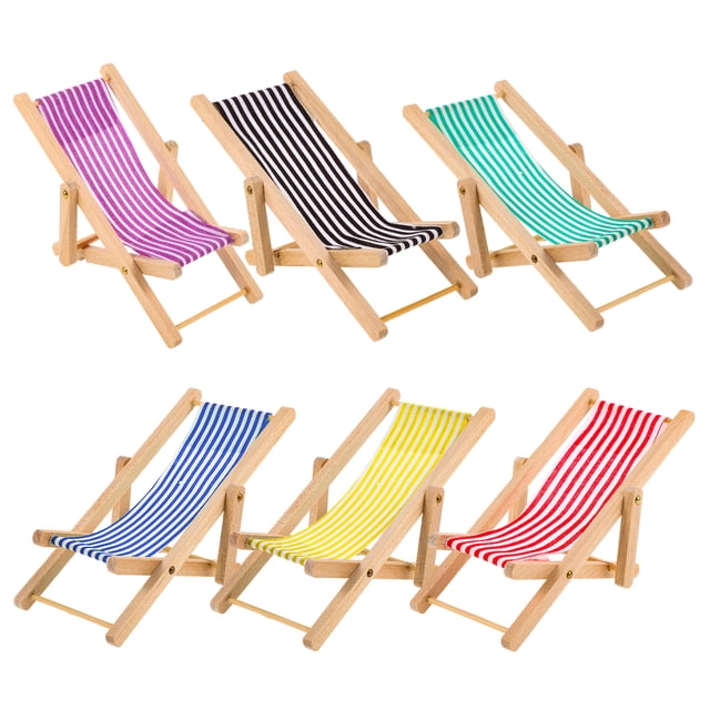 MasteelfCA 6pcs Miniature Beach Chair Folding Lounge Chair Microlandscape Beach Chair Prop Photo Prop