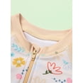 thumbnail image 6 of Suealasg Toddler Girl Rash Guard Swimsuit Floral Print Short Sleeve Round Neck Zip Ruffled Bathing Suit with Swim Hat, 6 of 8