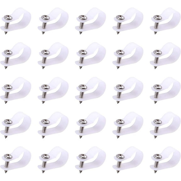 60 Pack White 5/8 Inch Nylon Plastic R-Type Cable Clips Clamp Kit, Nylon Screw Mounting Cord Fastener Clips with 60 Pack Screws for Wire Management (5/8 Inch, White)