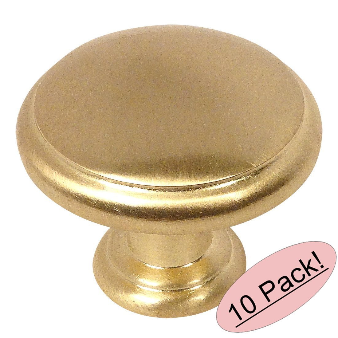 1-1/4 Diameter 10 Pack Cosmas 5305BB Brushed Brass Traditional Round Solid Cabinet Hardware Knob