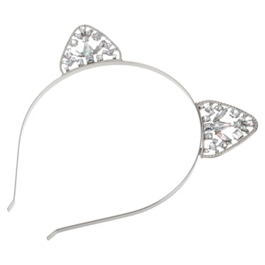 Unique Bargains 1 Pc Elegant Faux Diamond Cat Ears Headband for Women Girls 6.30"x6.10" Silver Tone