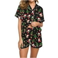thumbnail image 2 of Cavosen Christmas Womens Lounge Sets 2 Piece Outfits Pajamas Xmas Cute Tree Santas Print Nightwear Outfits with Pocket Button down Collared Short Sleeve Shirt Short Pants Pjs Soft Sleepwear, 2 of 6