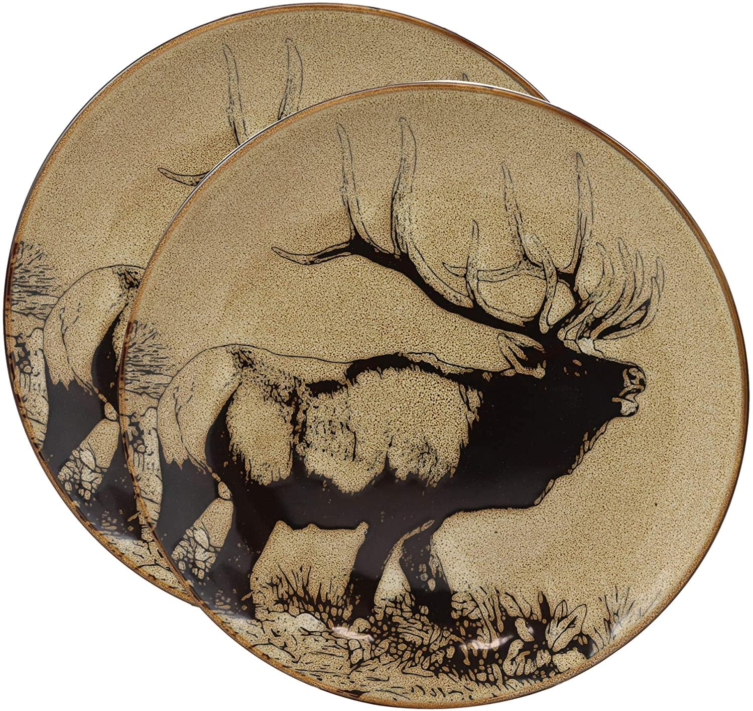 Ebros Giant Emperor Bull Elk Round Salad Or Dessert Plate Set of 2 8.5' Plates
