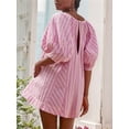 thumbnail image 4 of Womens Oversized Striped Romper Dress Shorts Jumpsuit Beach Vacation Clothes with Pockets Pink S, 4 of 8