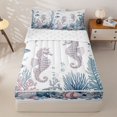 thumbnail image 3 of Homewish Kawaii Ocean Seahorses Zipper Full Size Comforter Sets with Fitted Sheet and 2 Pillowcases,Sea Animal Zipper Bedding Set for Teens Boys Girls,4pcs, 3 of 6