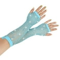 thumbnail image 4 of 80s Women Fishnet Mesh Long Fingerless Gloves Retro Party Accessory, 4 of 4