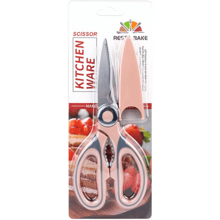 

Kitchen Scissor Multi-purpose Kitchen Shear Stainless Steel Meat Shear With Non-slip Handle For Fish-Pink