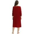 thumbnail image 6 of Xmarks Women's Long Nightgown 3/4 Sleeve Nightshirt Sleepwear Cute V Neck Nightdress Side Slit Sleeve Sleep Pajamas Dress Mid-Calf Length Loose Casual Dress Soft Ladies House Dress, S-2XL, 6 of 6