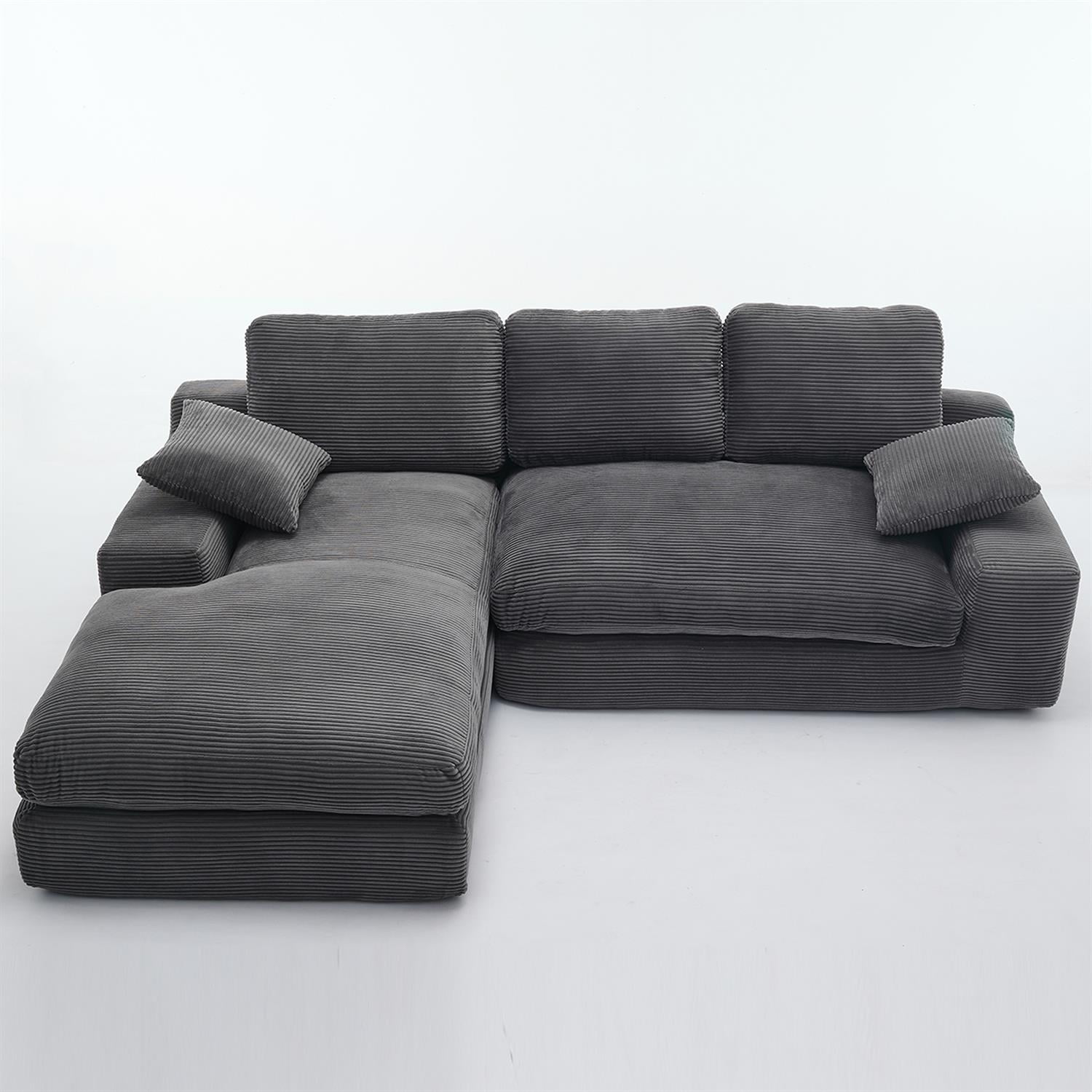 Demi Bonn 99"x69" L-Shape Modular Sectional Sofa Set, Modern Minimalist Upholstered Sleeper Couch for Bedroom & Living Room, No Installation, Gray