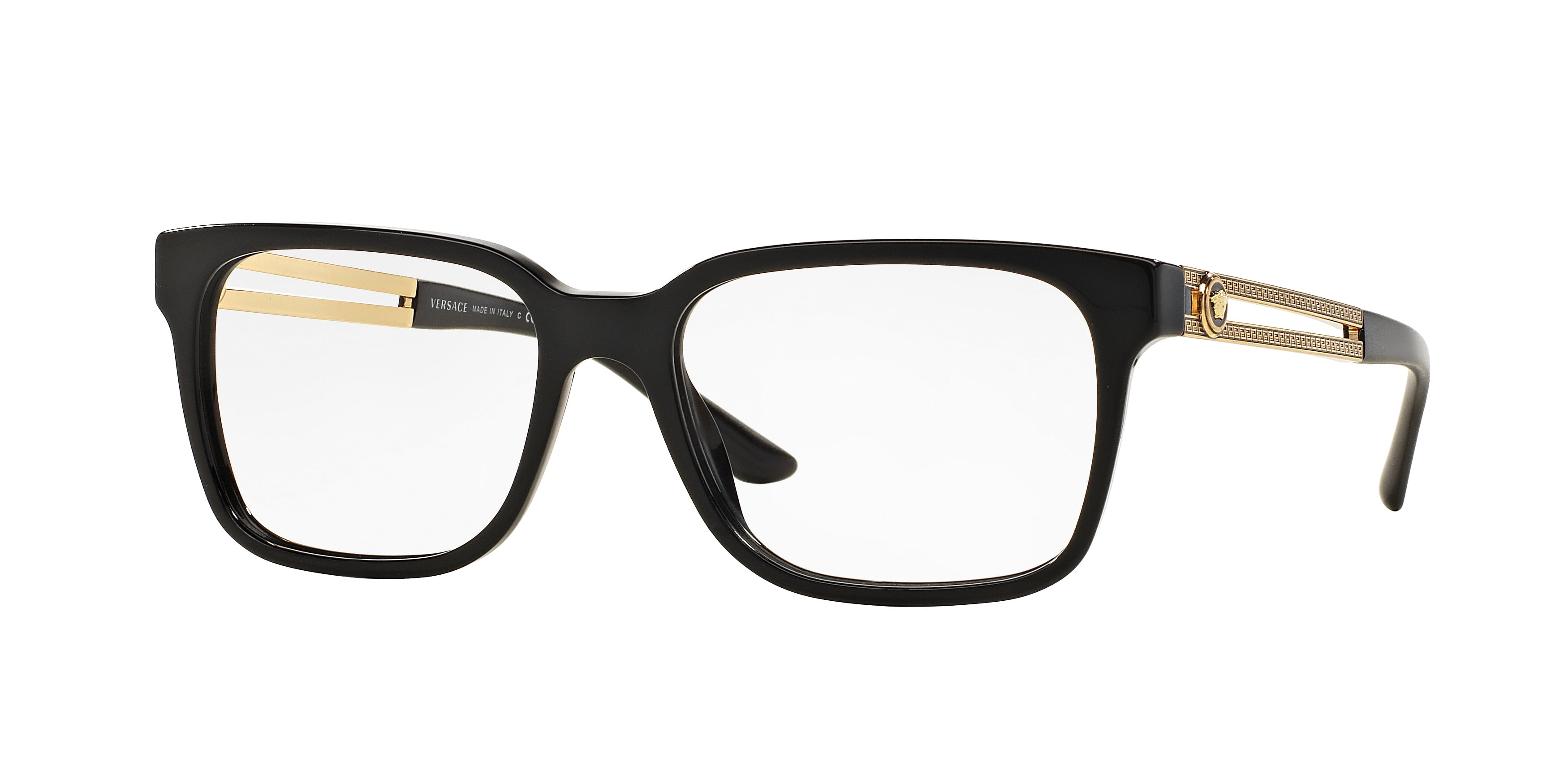 Versace Black Plastic Square Eyeglasses Frames, Model VE