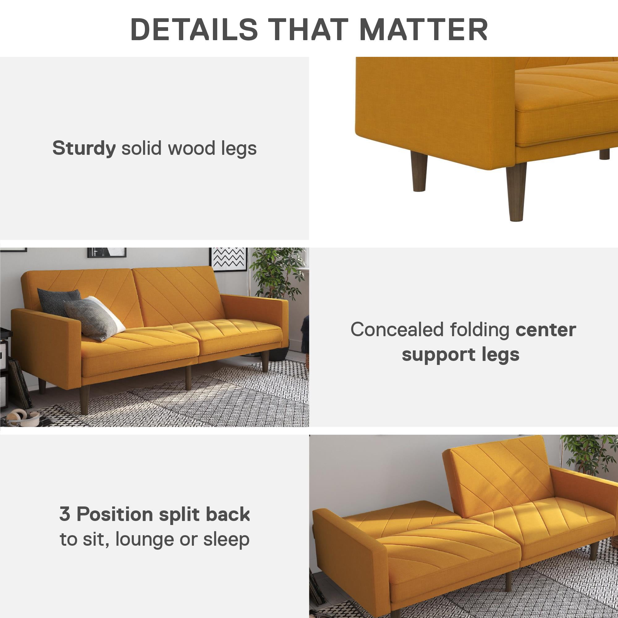 DHP Paxson Futon, Mustard Yellow Linen