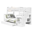 thumbnail image 4 of Bedz King Stairway Bunk Beds Twin over Full with 4 Drawers in the Steps and a Full Trundle, White, 4 of 9