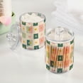 thumbnail image 2 of Yayeee 2 Pack Qtip Holder Bathroom Cotton Swab Canister with Lid Clear Dispenser Set, Beige Abstract, 2 of 6