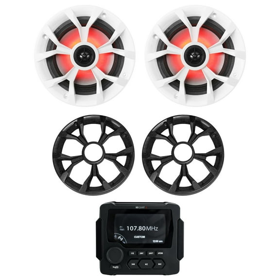 MB Quart GMR-LED Marine/Boat Receiver w/Bluetooth/USB (2) 6.5" LED Speakers