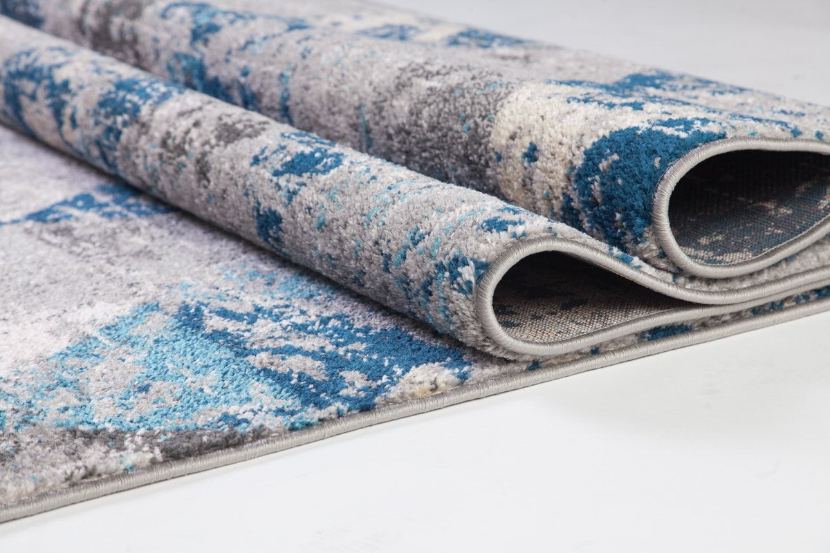 Abstract Geometric Pattern Triangles Area Rug Carpet in Teal Grey, 3x5