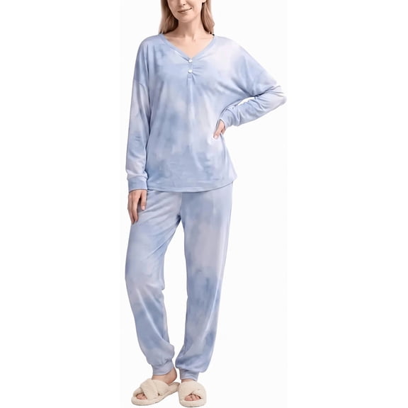 Loritta Secret 2 Pieces Womens Pajamas Sets Comfy Printed Loungewear Sets Woman with Pockets,S-2XL