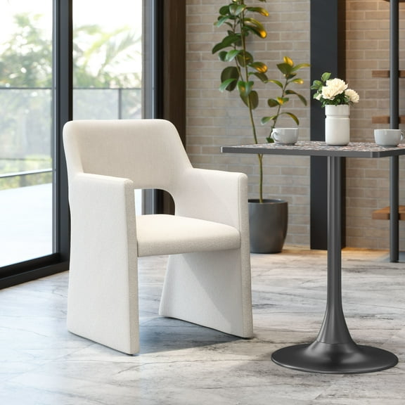 Minet Dining Chair Linen White Dining Chair, Modern Style, Cozy polyester linen fabric, Plywood, Indoor Dining