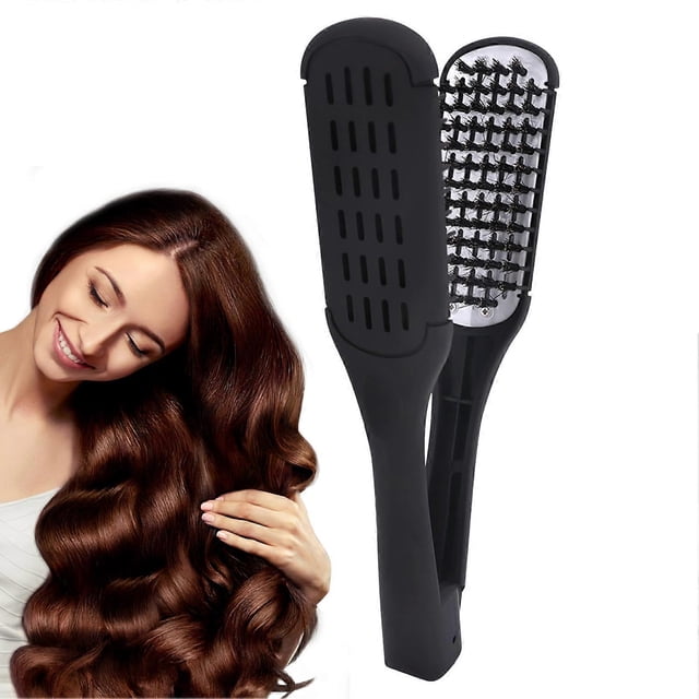 Cepillo alisador de cabello de doble cara con mango ergonómico para un peinado suave, negro, 23,7 cm (9,33 pulgadas)