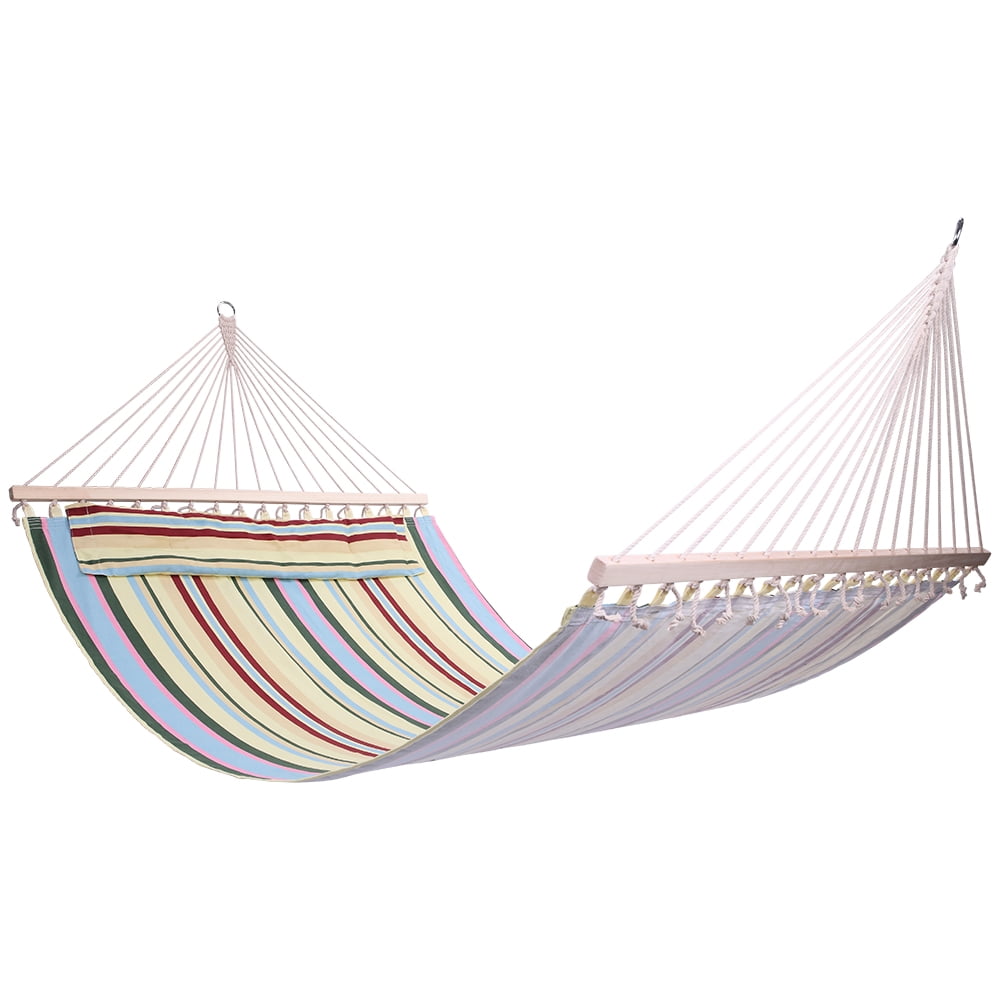 Outdoor Patio Yard Poolside Double Hammock ELC 11 FT Quick Dry Hammock Bamboo Spreader Bars Hammock with Chain Hanging Kits and Hooks