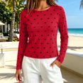 thumbnail image 5 of IMENGL Long Sleeve Shirts for Women Casual Dots Cute Crop ns T-Shirt Soft Women's Basic Tee Long Sleeve Tops,Red, 5 of 8