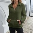thumbnail image 5 of Dwellite Women's Quarter Zip Oversized Sweatshirts Drawstring Casual Pullover Top with Pockets Army Green _JD04 S, 5 of 6