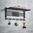thumbnail image 3 of Fetcoi, Towel Rack Wall Mounted Aluminum Laundry Clothes Drying Rack(Black), 3 of 9