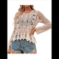 thumbnail image 2 of Traje de Baño de Crochet Transparente para Mujer, con Aberturas y Parte Superior de Bikini Albaricoque un Tamaño, 2 of 10