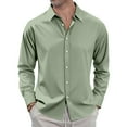 thumbnail image 2 of GrmtClth Mens Dress Shirts Long Sleeve Slim Fit Button Up Shirt Business Soft Solid Color Formal Shirt Light Green XL, 2 of 7