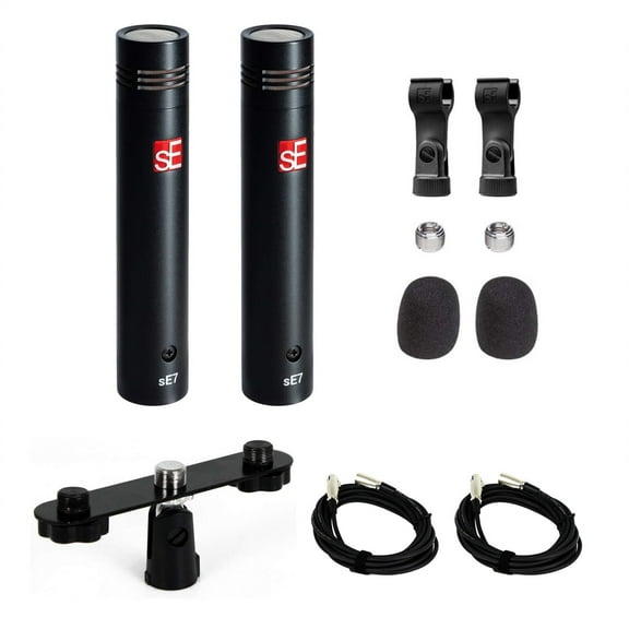 sE Electronics SE7 Microphone Stereo Pair Bundle with 2 Cables & Stereo Bar