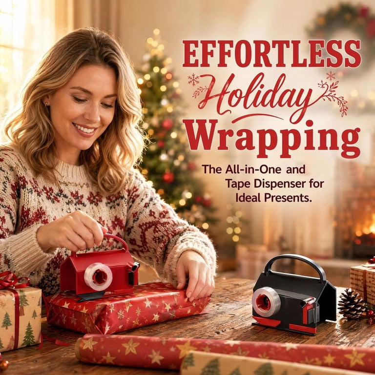 Wrapping Paper Cutter & Tape Dispenser, Gift Wrap Cutter Tool, Dual Use ...