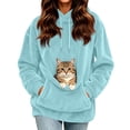 thumbnail image 3 of Cat Pouch Hoodie For Women Kangaroo Pocket Dog Pouch Sweatshirts Pet Carrier Animal Holder Long Sleeve Pullover Tops Sky Blue M, 3 of 8