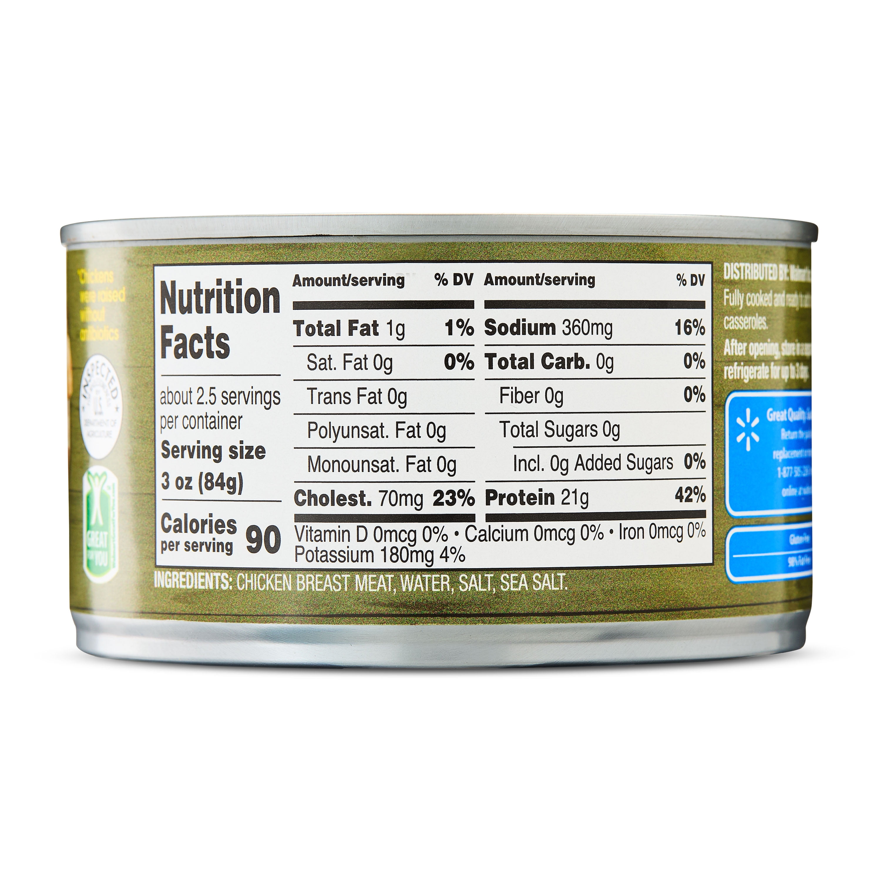 (2 pack) Great Value Premium Chunk Chicken Breast, No Antibiotics Ever, 12.5 Ounce Can