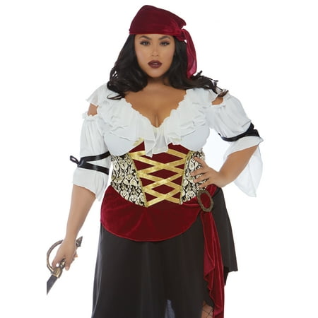 Leg Avenue Women's Plus Size 2 PC Pirate Wench Costume, Multi, 3X-4X