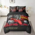 thumbnail image 2 of Erosebridal Red Car Bedding Sets Twin Size,Extreme Sport Comforter Sets with Sheets,Geometric Buffalo Bed in a Bag Twin size,Breathable Automobile Room Decor,Reversible,7pcs, 2 of 6