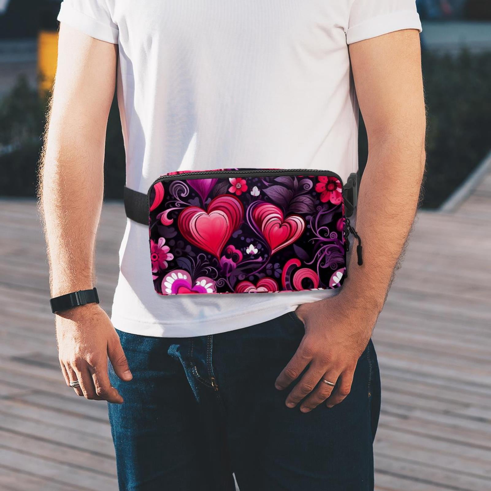 Valentine's Day Love Lightweight Adjustable Sling Bag Waist Pack with Extension Strap Unisex - Ideal for Travel and Outdoor Activities
