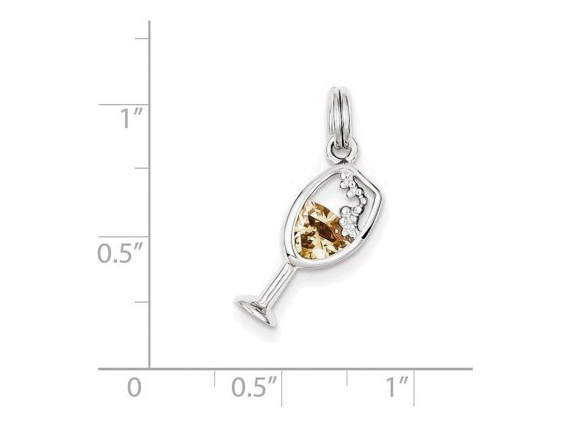 FJC Finejewelers Sterling Silver Cubic Zirconia Champagne Glass Charm