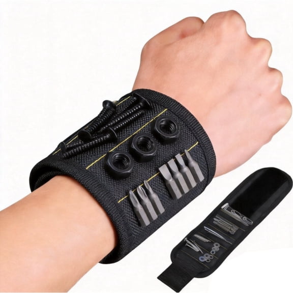 Adjustable Magnetic Tool Wristband, Strong Magnet Wrist Band for Screws Nails Bolts Drill Bits