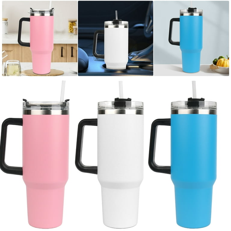 40 Oz Tumbler With Handle And Straw Lid Stainless Steel Insulated Tumblers  Travel Mug For Hot And C
