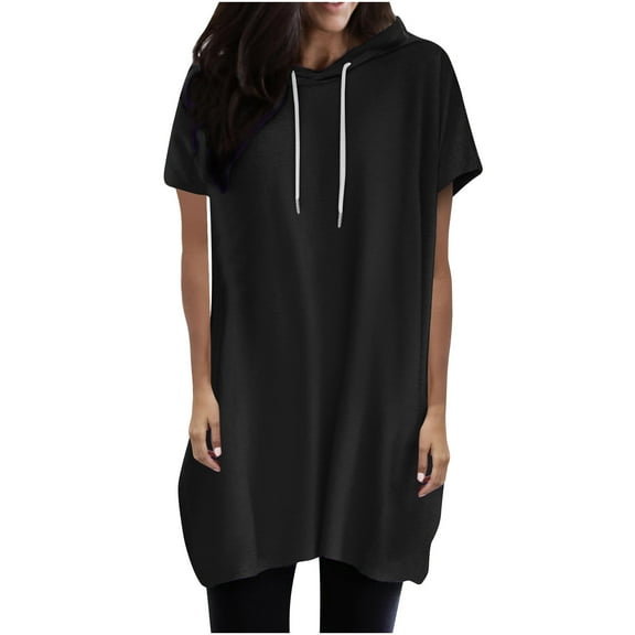 Zpanxa Women Summer Tops Long Tunic Tops to Wear with Leggings, Oversized Short Sleeve Shirt Dress Tunics Trendy T Shirts with Pockets
