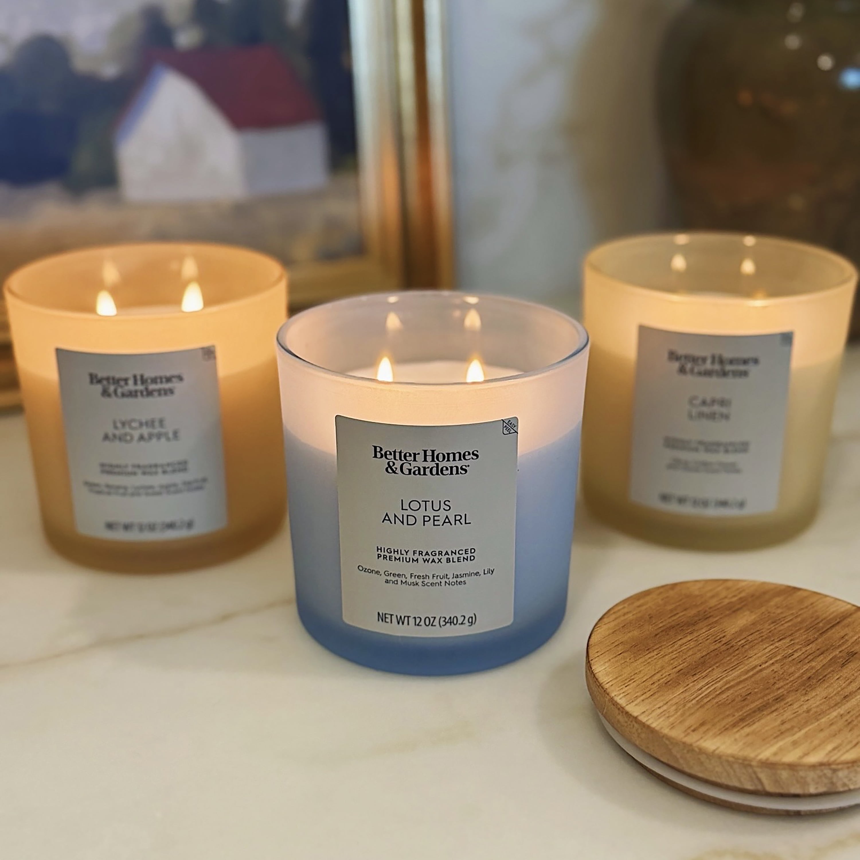 Better Homes & Gardens Capri Linen Scented 2-Wick Frosted Jar Candle 12oz.