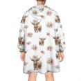 thumbnail image 2 of White Highland Cow Flower Pattern Wearable Oversized Blanket,Wearable Blanket Hoodie for Adults,Cozy Hooded Blankets with Super Pockets,Super Warm Fuzzy Pullover for Women & Men, 2 of 6