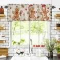 thumbnail image 3 of Christmas Vintage Valances for Windows Gingerbread Man Buffalo Plaid Rod Pocket Curtain Valance Window Treatment Short Curtains for Kitchen Living Room, 60"x18", 3 of 5