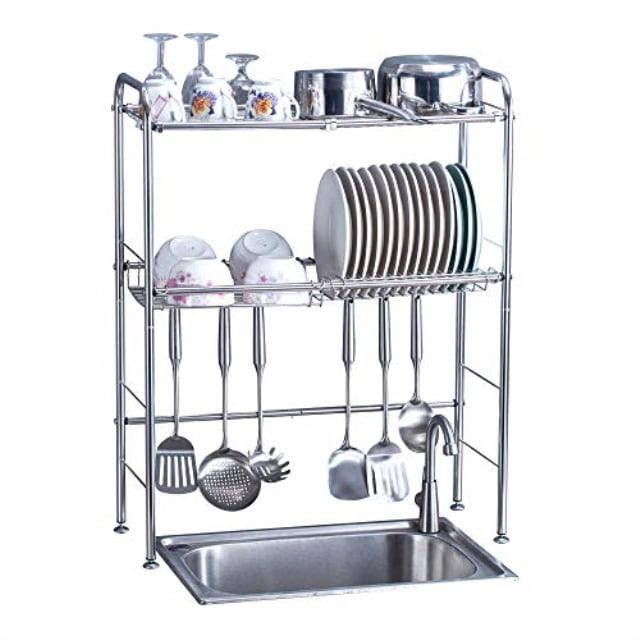 delite home 2tier stainless steel over sink dish drying rack counter