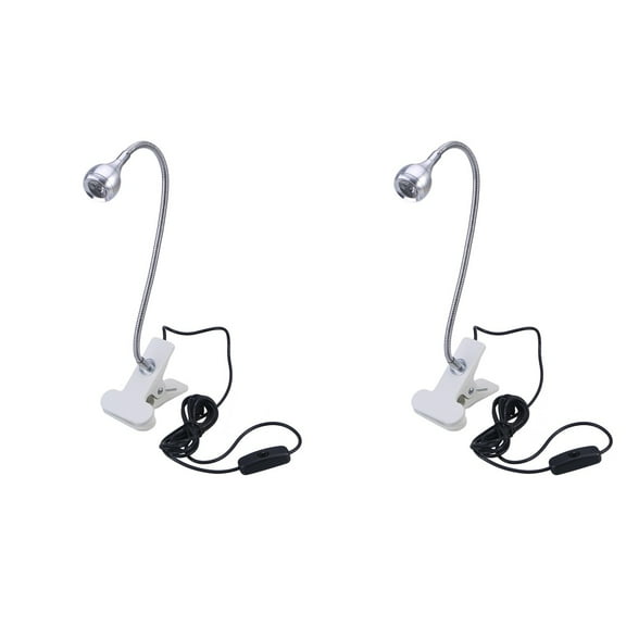 2 Count Clip LED Lamp Computer Light Bright Desk Student Silver