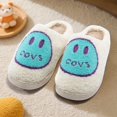 thumbnail image 2 of Retro Smile Face Slippers for Women Men Cute Soft Plush House Slippers Indoor Outdoor Warm Lightweight Fuzzy Slides, 2 of 5