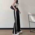 thumbnail image 4 of Xdegoge Side Stripe Track Pants for Women Wide Leg Casual Sweatpants Elastic Waist Lounge Bottoms Comfy Activewear Y2K Baggy Trousers, 4 of 6