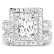 His and Hers Wedding Ring Set Matching Trio Wedding Bands for Him (Titanium) and Her (Sterling Silver) (6/13)